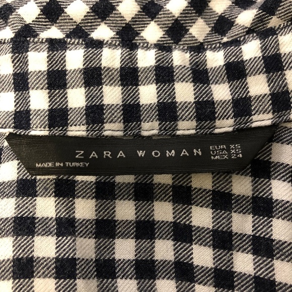 Zara Black & White Flannel Check Shirt XS - Picture 8 of 8